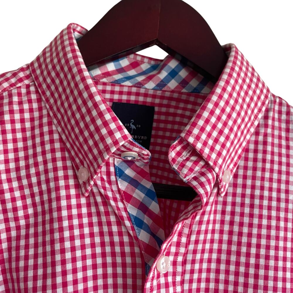 TailorByrd Mens Shirt M Pink Checked Button Up‎ Preppy Contrast Office Travel - Picture 10 of 11